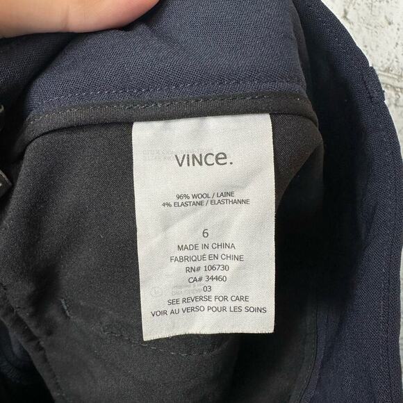 Vince Pants Wool Trousers Colorblock Contrast Skinny Ankle Navy Blue Black 6 - Picture 8 of 9